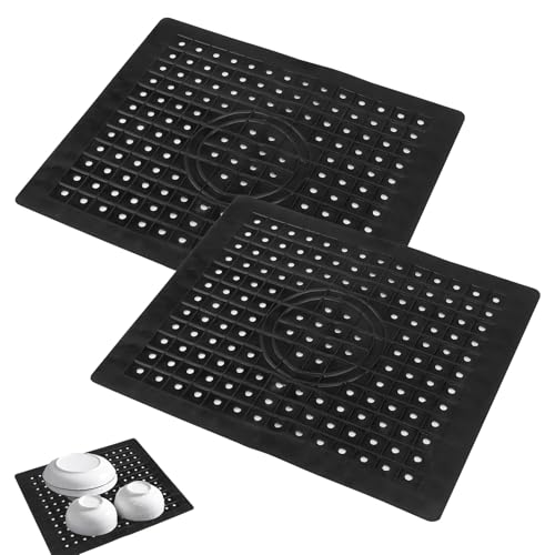 EVDZNA Spülbeckeneinlage, 2 Stück Spülbecken Drainage Matte, Quadratisches Waschbeckenpad aus Silikon, 31 x 26 cm Silikon Spüle Drainage Pad, Schwarz Spülmatte für Spülbecken, für Küche und Bad von EVDZNA
