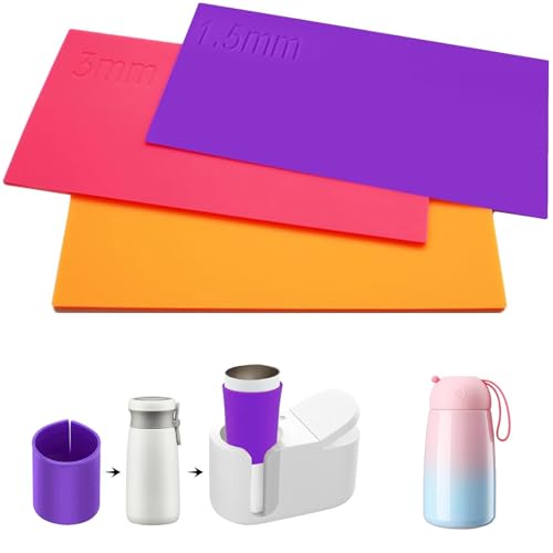 EVDZNA Sublimation Silikonmanschette, 3 Stück Sublimation Rohlinge, Sublimation Tassen Rohlinge, Silikon Sublimation Tassen Rohlinge in 3 Farbe, Geeignet für 3D Thermodruck Becher von EVDZNA