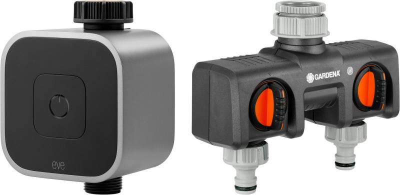EVE Bewässerungscomputer Aqua (HomeKit) + Schlauchverbinder 2-Wege-Verteiler, (Packung) von EVE
