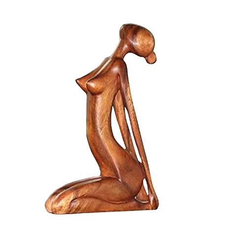 Holzschnitzerei Yoga Figur Statue, Yoga Frau sitzend, Yoga Körper Gymnastik Liebhaber Geschenk Yoga Holzschnitzerei Dekoration, Meditation Dekofigur Skulptur Tischdekoration,Dekorative Ornamente (E) von EVEBS