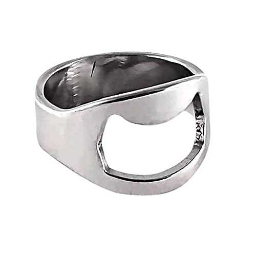 Öffnung Bier Flaschenöffner,Mini-Flaschenöffner-Ring,Flaschenöffner Ring rostfreier Stahl,Bierflaschenöffner,zum schnellen Öffnen von Flaschen,Edelstahl, Metall (Silber, 19 mm) von EVEBS