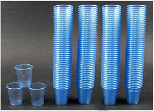 EVENTpac 2250 Schnapsbecher Schnapsgläser aus Plastik Pinnchen Kunststoff Shots Medikamentenbecher / hellblau/2cl - 3cl Einweg Medi Becher von EVENTpac