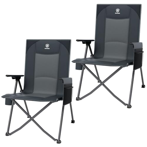 EVER ADVANCED Campingstuhl Faltbar 160KG Belastbar Verstellbare Rückenlehne in 4 Positionen, Klappstuhl Recliner mit Seitentasche & Getränkehalter, Faltstuhl Kleines Packmaß für Camping Garten Balkon von EVER ADVANCED