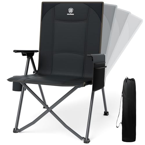 EVER ADVANCED Campingstuhl Faltbar 160KG Belastbar Verstellbare Rückenlehne in 4 Positionen, Klappstuhl Recliner mit Seitentasche & Getränkehalter, Faltstuhl Kleines Packmaß für Camping Garten Balkon von EVER ADVANCED