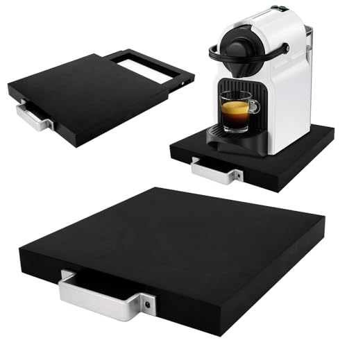 EVERBBKING Schwarzes Schiebe-Tablett für Kaffeemaschine, Küchengeräte, Schieber, Geräteschieber, Rollständer, Luftfritteuse, Rolltablett von EVERBBKING