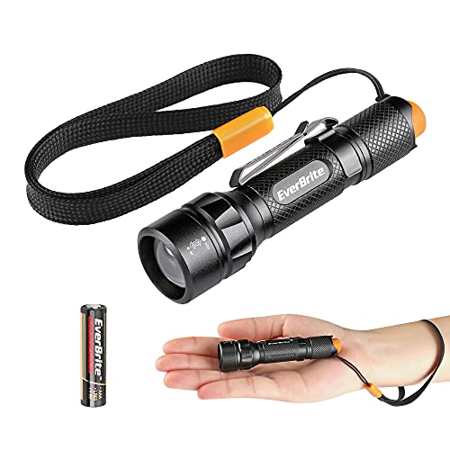 EverBrite Mini LED Taschenlampe 3-Modi Zoombar, Taschenlampe Handlampe LED Aluminium, kleine Taschenlampe für Camping, Outdoor mit 1 AAA Batterien von EverBrite