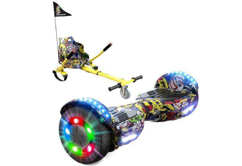 EVERCROSS TECH Balance Scooter 6.5” Hoverboard mit Sitz, Leuchtende Reifen, Bluetooth-Musik, LED-Lichter, bis zu 10-15 km, Geschenke für Kinder von EVERCROSS TECH