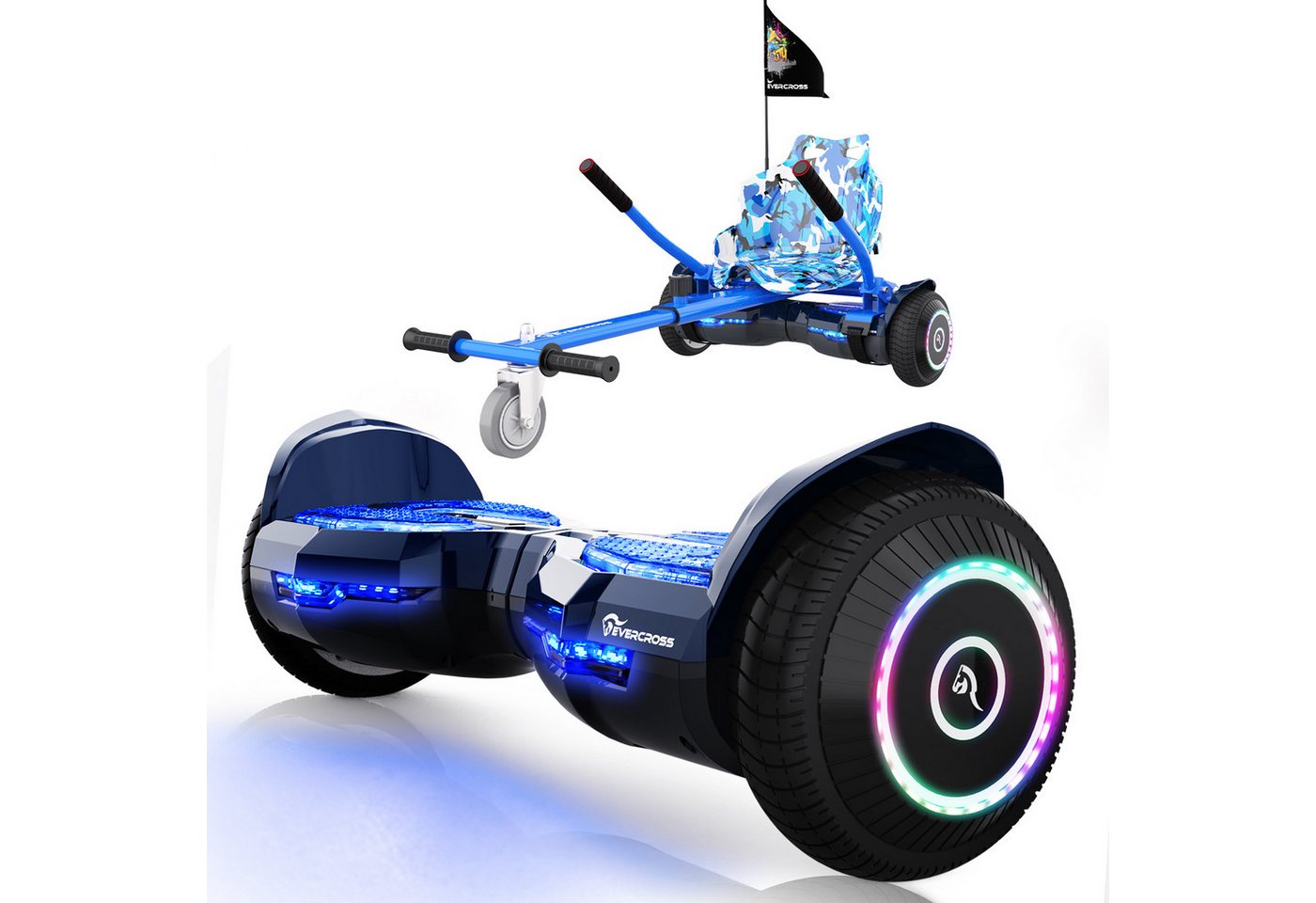 EVERCROSS TECH Balance Scooter Kart 6,5“ Hoverboard mit Sitz, EV2+ Hoverkart, bis zu 10-15 km, mit APP, Bluetooth, Geschenke für Kinder von EVERCROSS TECH