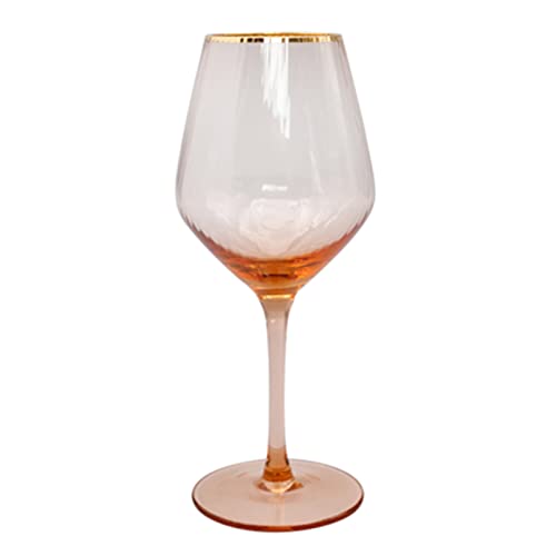 EVEREST GLOBAL Weinglas mit Goldrand, 370 ml, roter oder weißer Stiel, Weingläser für Partys, Date-Nächte, klassisches langlebiges Stielglas, ideal für Heimdekoration von EVEREST GLOBAL