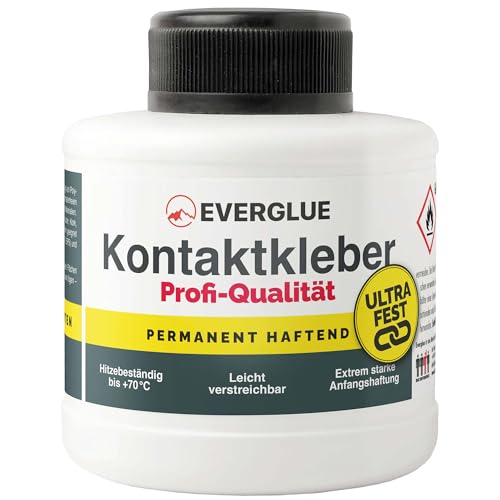 Everglue Kontaktkleber-Profi auf Lösemittelbasis bis +80°C temperaturbeständig elastisch wasserbeständig 250ml Pinseldose von EVERGLUE