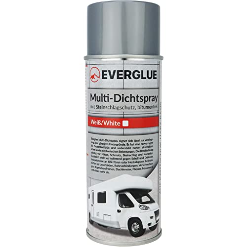 Everglue Multi Dichtspray Steinschlagschutz bitumenfrei weiß 400ml Aerosol fürs Auto als Unterbodenschutz, Abdichtung und Versiegelung für Rohrverbindungen, Dachfenster, Fliesen von EVERGLUE