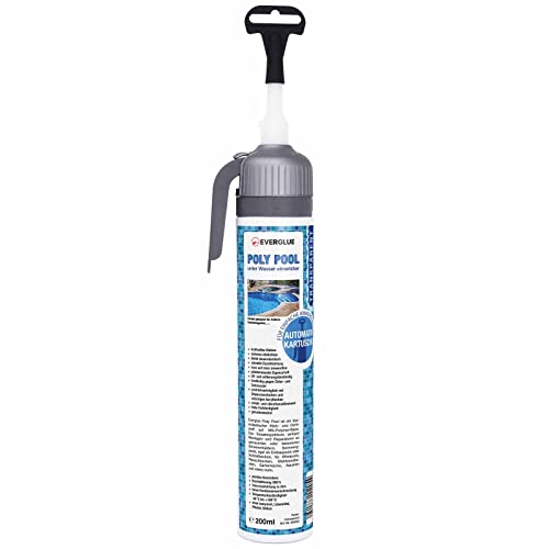 Everglue Poly Pool 1K MS-Polymer Montagekleber zum Kleben und Abdichten Teichfolienkleber, unter Wasser, ohne Silikon, UV-beständig, bleibt dauerelastisch, 200ml Automatikkartusche, Unterwasserkleber von EVERGLUE