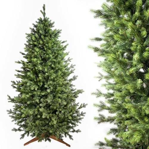 Evergreen Tree® Künstlicher Weihnachtsbaum 210 cm - Naturgetreue 100% Spritzguss Weihnachtsbaum mit Holzständer, Made in EU - Tannenbaum Künstlich Artificial Christmas Tree von EVERGREEN TREE