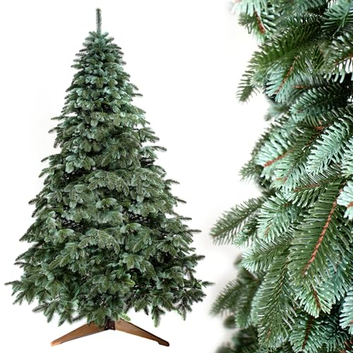 Evergreen Tree® Künstlicher Weihnachtsbaum 210 cm - Premium Tannenbaum Künstlich 100% Spritzguss Weihnachtsbaum mit Ständer aus Naturholz, Made in EU - Artificial Christmas Tree von EVERGREEN TREE
