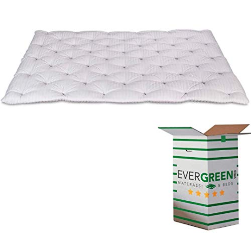 EVERGREENWEB Latex-Topper für Doppelmatratzen, 7 cm hoch, Polsterung des Matratzenbezugs mit Latex-Schaumflocken, orthopädischer Futon mit Weichheitseffekt und antibakterielles Futter180X200 von EVERGREENWEB MATERASSI & BEDS