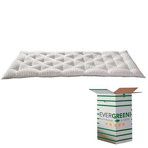 EVERGREENWEB Latex-Topper für einzelne Matratzen, 7 cm hoch, Polsterung des Matratzenbezugs mit Latex-Schaumflocken, orthopädischer Futon mit 100% Weichheitseffekt und antibakterielles Futter80X190 von EVERGREENWEB MATERASSI & BEDS