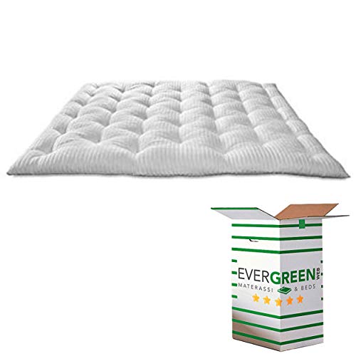 EVERGREENWEB MATERASSI & BEDS EVERGREENWEB Matratzenauflage 160 x 200 cm, 7 cm hoch aus Memory-Schaumstoffflocken, Matratzenbezug Polsterung 100 % weicher Federeffekt, weiße Anti-Milben-Hypoallergen-L von EVERGREENWEB MATERASSI & BEDS