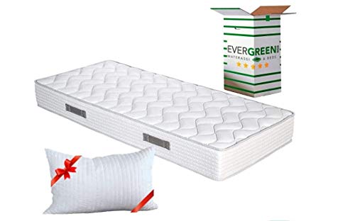 EVERGREENWEB Matratze 85x200 cm aus Polyurethanschaumstoff WATERFOAM, Ergonomisch, Höhe 20 cm + 1 Kissen aus Memory Foam Flocken, Atmungsaktiv Weiß Bezug, Orthopädisch, Massage-Effekt | Fashion von EVERGREENWEB MATERASSI & BEDS