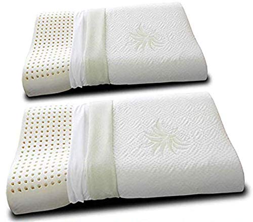 EVERGREENWEB Nackenkissen-Paar, 9 cm hoch, orthopädische Nackenstützkissen, Doppelwellenkissen aus Aloe Vera und Baumwolle mit abnehmbaren Bezügen, 100% Memory Foam Kissenbezüge, Medizinisches Gerät von EVERGREENWEB MATERASSI & BEDS