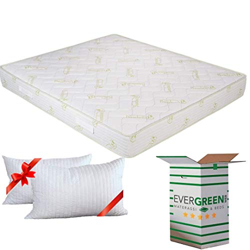 EVERGREENWEB Orthopädische Kaltschaummatratze 140x200 cm 20 Hoch, Bambusfaser Bezug, Atmungsaktiv, Hypoallergen + 2 Memory Foam Flocken Kissen KOSTENLOS mit MASSAGEEFFEKT | Fashion Bamboo von EVERGREENWEB MATERASSI & BEDS