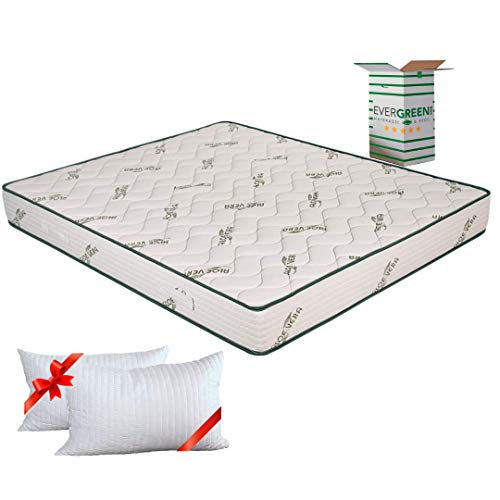 EVERGREENWEB Orthopädische Matratze 160x190 Höhe 20cm + 2 Visco Kissen GRATIS Kaltschaummatratze mit Aloe Vera Massageeffekt Atmungsaktiv Milbendicht Bezug für Lattenrost oder Bett von EVERGREENWEB MATERASSI & BEDS