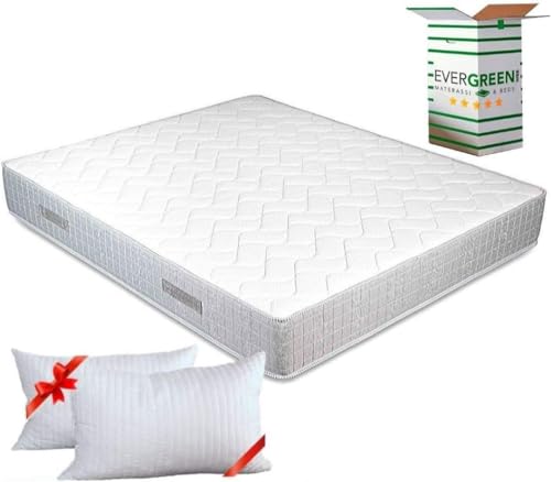 EVERGREENWEB Orthopädische Matratze 160x195 cm aus WATERFOAM Elastic, 25 cm Hoch + 2 Kissen aus Memory Foam Flocken, Ergonomisch, Atmungsaktiv Weiß Bezug, Hypoallergen, Antimilbe, Härtegrad H2/H9 EVERGREENWEB Orthopädische Matratze 160x195 cm aus WATERFOAM Elastic, 25 cm Hoch + 2 Kissen aus Memory Foam Flocken, Ergonomisch, Atmungsaktiv Weiß Bezug, Hypoallergen, Antimilbe, Härtegrad H2/H9 von EVERGREENWEB MATERASSI & BEDS