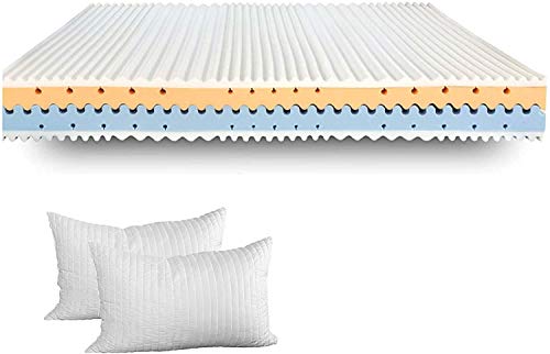 EVERGREENWEB - Orthopädische Matratze 180x200 cm aus Memory Foam 25 cm Hoch, 7 Zonen Massage-Effekt Härtegrad H2H3, Silber-Faser Bezug an 3 Seiten Abnehmbar und Waschbar + 2er Set Kissen KOSTENLOS von EVERGREENWEB MATERASSI & BEDS