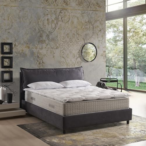 EVERGREENWEB Orthopädische Matratze 180x200 hoch 32 cm mit Abnehmbar Topper Gänsefeder-Effekt aus Memory Foam Flocken + 2 Kissen KOSTENLOS Ergonomisch, Atmungsaktiv Weiß Bezug Hypoallergen Antimilbe von EVERGREENWEB MATERASSI & BEDS