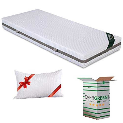 EVERGREENWEB Orthopädische Matratze 80x190 cm 20 Hoch aus Waterfoam + 1 Memory Foam Kissen KOSTENLOS Härtegrad H2/H3 mit Massage-Effekt, Abnehmbarer Waschbarer Bezug, Ideal für alle Betten | Sleepy von EVERGREENWEB MATERASSI & BEDS