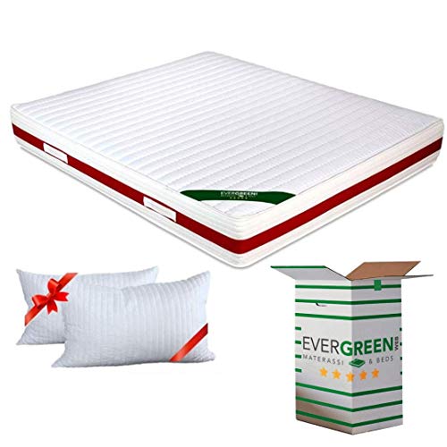 EVERGREENWEB Orthopädische Memory Foam Matratze 140x200 cm 22 Höhe + 2 Kissen aus Memory Foam Flocken KOSTENLOS, Kaltschaummatratze mit MASSAGEEFFEKT, Abnehmbarer, Waschbarer Bezug | Fashion Memory von EVERGREENWEB MATERASSI & BEDS