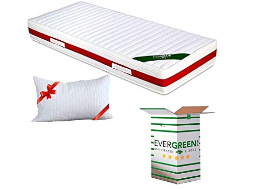 EVERGREENWEB Orthopädische Memory Foam Matratze 90x200 cm 22 Höhe + 1 Kissen aus Memory Foam Flocken KOSTENLOS, Kaltschaummatratze mit MASSAGEEFFEKT, Abnehmbarer, Waschbarer Bezug | Fashion Memory von EVERGREENWEB MATERASSI & BEDS