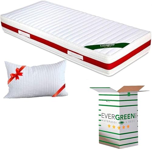 EVERGREENWEB - Orthopädische Memory Foam Matratze 90x200 cm 22 Höhe + 1 Kissen aus Memory Foam Flocken KOSTENLOS, Kaltschaummatratze mit MASSAGEEFFEKT, Abnehmbarer, Waschbarer Bezug | Sleepy Memory von EVERGREENWEB MATERASSI & BEDS