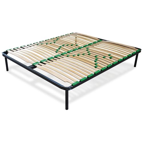 EVERGREENWEB - Premium Lattenrost 160x200 cm 8-Zonen Lattenrahmen Verstellbar Progressive Härteregulierung, 24 Ortho Extra Komfort Leisten Holz, 5 Abnehmbar Füße aus stabilem Metall für alle Matratzen von EVERGREENWEB MATERASSI & BEDS