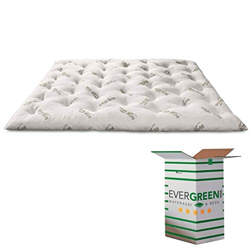 EVERGREENWEB Topper 140x190 cm, Höhe 7 cm, Aus Memory Foam Flocken mit Aloe Vera Faser Bezug, Matratzenschoner, Topper Orthopädisch mit Gänsefeder-Effekt, Weicher Matratzenauflage| Modell STARLES von EVERGREENWEB MATERASSI & BEDS