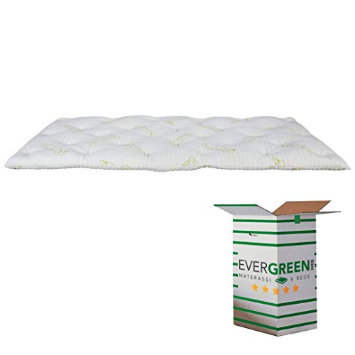 EVERGREENWEB Topper 80x200 cm Höhe 7 cm, Aus Memory Foam Flocken mit Bambusfaser Bezug, Matratzenschoner Weich und Bequem, Topper Orthopädisch mit Gänsefeder-Effekt, Matratzenauflage| Modell Bamboo von EVERGREENWEB MATERASSI & BEDS