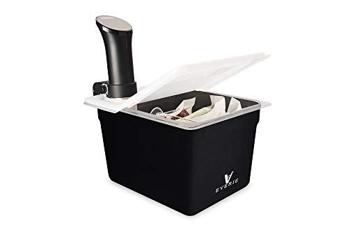 Everie Sous Vide Behälter 12 Quarts mit klappbarem Klappdeckel (Behälter mit Kunststoffdeckel und Ablage und Hülse) von EVERIE