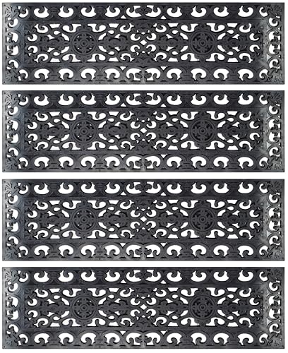 EVERLINEA Set mit 4 Gummi-Treppenstufenmatten 76,2 x 25,4 cm Anti-Rutsch-Outdoor-Teppich, Schwarz – Spitzenmuster EVERLINEA Set mit 4 Gummi-Treppenstufenmatten 76,2 x 25,4 cm Anti-Rutsch-Outdoor-Teppich, Schwarz – Spitzenmuster von EVERLINEA