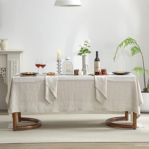 EVERLY Linen Hemstitch Tablecloth, 100% Stonewashed French Linen TableCloths for 6-Foot Rectangle Tables 60x84 Inches, Washable Thanksgiving Tablecloths, Decorative Halloween Table Cloth von EVERLY