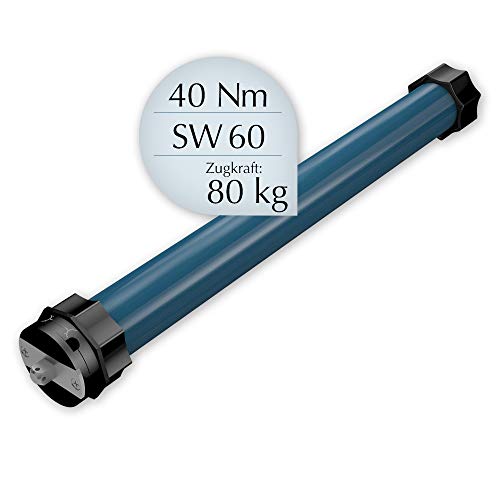 EVEROXX Rolladenmotor mit 40 Nm (80 kg) Zugkraft für SW 60 (60 mm Achtkantwelle), Rohrmotor mit präzise einstellbaren, mechanischen Endschaltern von EVEROXX