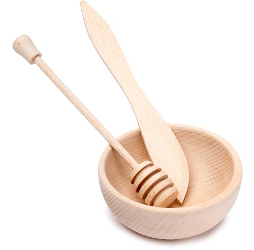 EVERYJOY Honiglöffel mit Holzschale und Messer (Braun, Set 1) von EVERYJOY