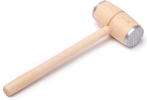 EVERYJOY Fleischklopfer aus Holz mit Metallende (Braun, Doppelseitig) von EVERYJOY