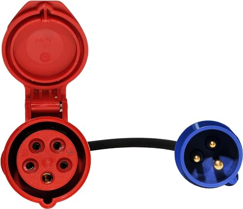 EV EXPERT WALTHER Hochwertiger Adapter von Schukostecker 16 A auf CEE-Steckdose 16-32 A 5-polig 0,5 m IP44 CE (32 A 3-polig -> 32 CEE) von EVEXPERT