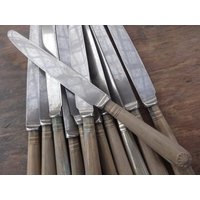 Vintage Englisch Sheffield Made Unfertige Thread & Shell Kleines Abendessen Messer Besteck Silber Preis Einzeln C1960Er Jahre/Eve Of Europe von EVEofEurope