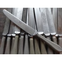 Vintage Englisch Sheffield Unfertige Gainsboro Medium Dinner Messer Besteck Silber Preis Einzeln C1960's/Eve Of Europe von EVEofEurope