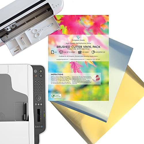 Evergreen Goods™ A4 Craft Cutter Vinyl für Cricut & Silhouette Easy Cut & Weed 10 Blatt wasserdicht bedruckbar gebürstet Farben Pack Sticker Herstellung von Autoaufkleber Tassen Fensterdekoration von EVG