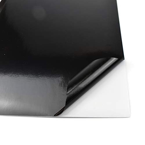 Evergreen Goods 10 Blatt A4 Farbe Selbstklebend Wasserdicht Matt Glänzend Craft Vinyl (Sticky Backed Plastic ) für Stanzmaschinen (Schwarz Glänzend) von EVG