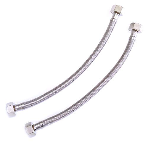 EVG Paar 1/2" x 1/2" BSP 600mm Flexible Rohrverbindungen - DIY Ersatz Flexi Pipes Tail für Boiler, Waschbecken & Becken - Rost-, Korrosions- und bleifreie 304 Edelstahl flexible geflochtene Schläuche von EVG