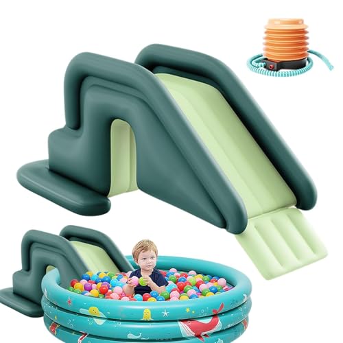EVGATAVAB Aufblasbar Wasserrutsche, Aufblasbar Gleiten Schritt für Pool, Wasserpark Anti-Spitzen Folien für Im Freien Hinterhof Garten, Sommer Spaß für Kinder Jungs Mädchen(Green) von EVGATAVAB