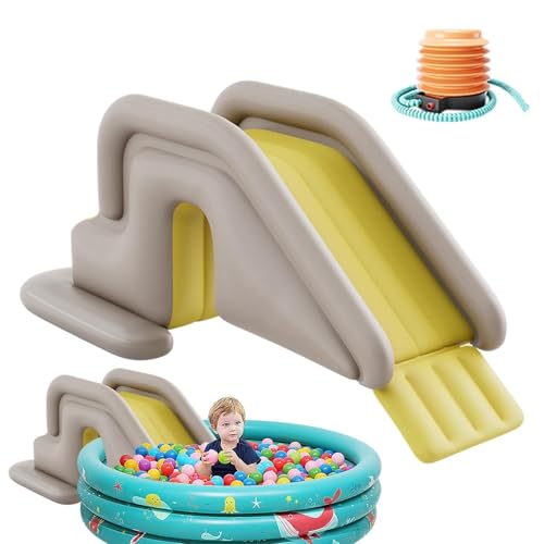 EVGATAVAB Aufblasbar Wasserrutsche, Aufblasbar Gleiten Schritt für Pool, Wasserpark Anti-Spitzen Folien für Im Freien Hinterhof Garten, Sommer Spaß für Kinder Jungs Mädchen(Yellow) von EVGATAVAB