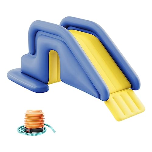 EVGATAVAB Aufblasbare Wasserrutsche, Im Freien Sommerspaß Wasserpark Kippsichere Rutschen, Aufblasbares PVC Planschbecken Rutsche, für Im Freien Innenräume Hinterhof Garten(Blue) von EVGATAVAB